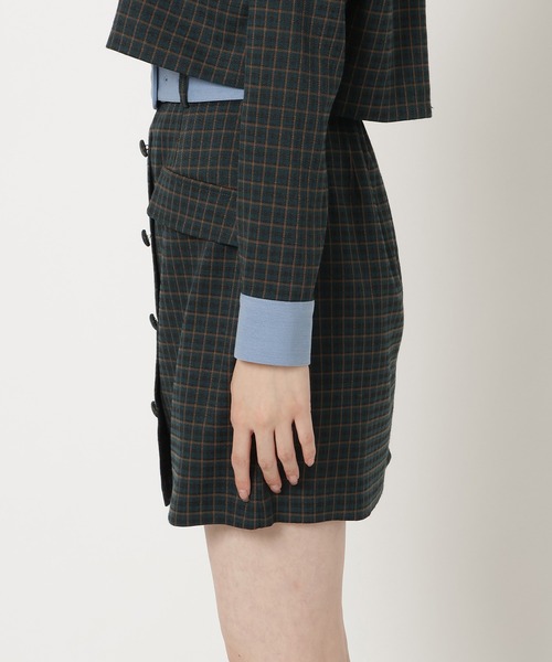 REDYAZEL（レディアゼル）の「【セットアップ可能】ベルト付きチェックミニスカート（スカート・レディース・ブラウン/サックスブルー/グリーン・FREE）」の6枚目の写真
