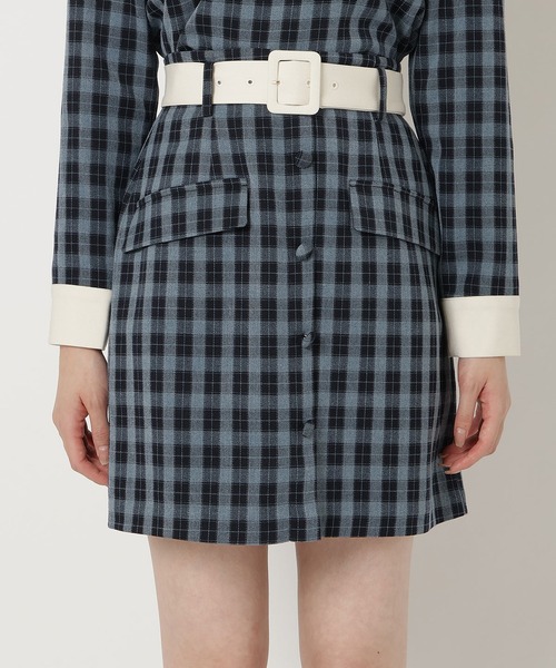 REDYAZEL（レディアゼル）の「【セットアップ可能】ベルト付きチェックミニスカート（スカート・レディース・ブラウン/サックスブルー/グリーン・FREE）」の16枚目の写真