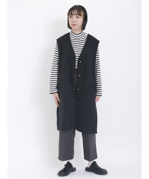 Samansa Mos2(サマンサ モスモス)の「ニットメルトンロングベスト(ベスト・レディース・キナリ/ブラック/ベージュ・F)」の5枚目の写真