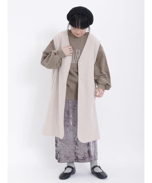 Samansa Mos2(サマンサ モスモス)の「ニットメルトンロングベスト(ベスト・レディース・キナリ/ブラック/ベージュ・F)」の7枚目の写真