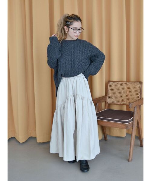 Ungrid(アングリッド)の「ギャザーデザインスカート(スカート・レディース・チャコールグレー/アイボリー・FREE)」の21枚目の写真