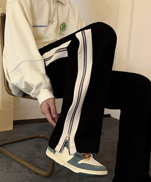 c.u.l(シーユーエル)の「ジップデザイン トラックパンツ culw611(その他パンツ・レディース・ブラック/ブラウン・XL/L)」の1枚目の写真