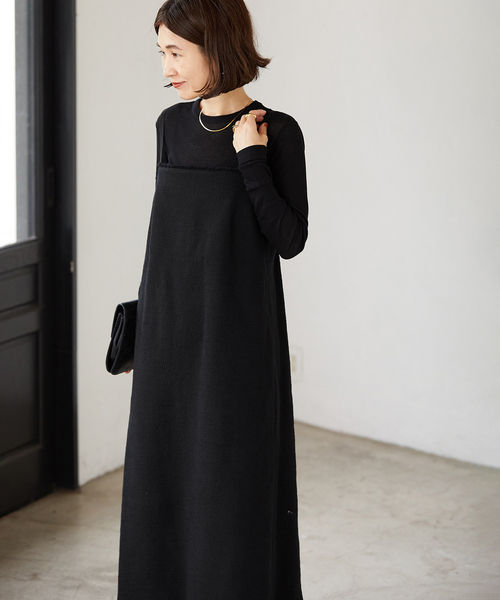 VERMEIL par iena（ヴェルメイユパーイエナ）の「ツイードフリンジキャミワンピース（ワンピース・レディース・ブラック/アイボリー・FREE）」の11枚目の写真