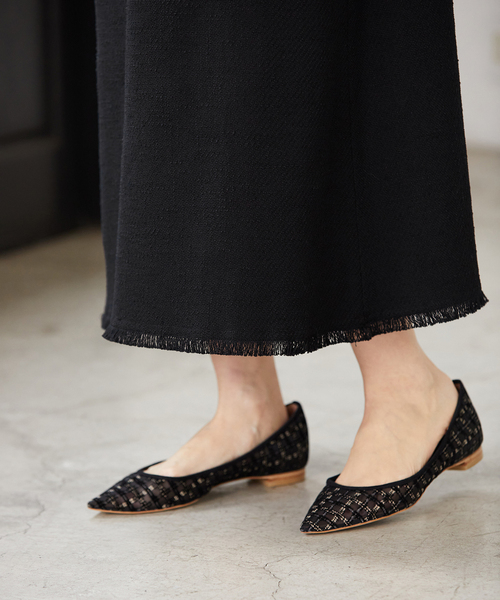 VERMEIL par iena（ヴェルメイユパーイエナ）の「ツイードフリンジキャミワンピース（ワンピース・レディース・ブラック/アイボリー・FREE）」の14枚目の写真