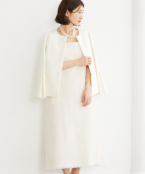 VERMEIL par iena（ヴェルメイユパーイエナ）の「ツイードフリンジキャミワンピース（ワンピース・レディース・ブラック/アイボリー・FREE）」の16枚目の写真