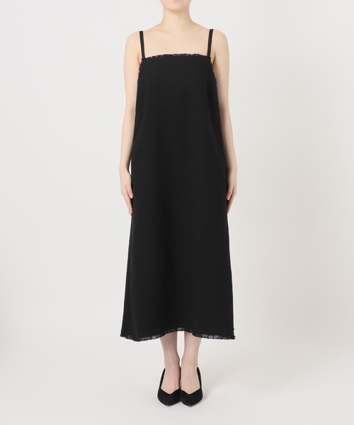 VERMEIL par iena（ヴェルメイユパーイエナ）の「ツイードフリンジキャミワンピース（ワンピース・レディース・ブラック/アイボリー・FREE）」の22枚目の写真