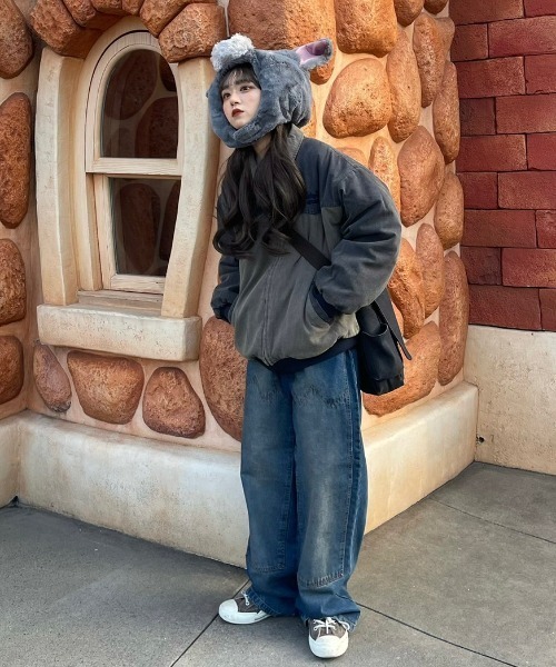 WudgeBoy（ワッジボーイ）の「over dye double knee denim（デニムパンツ・レディース・インディゴブルー/ブラック/ブラウン/ライトブルー/カーキ・LARGE/MEDIUM/SMALL）」の13枚目の写真