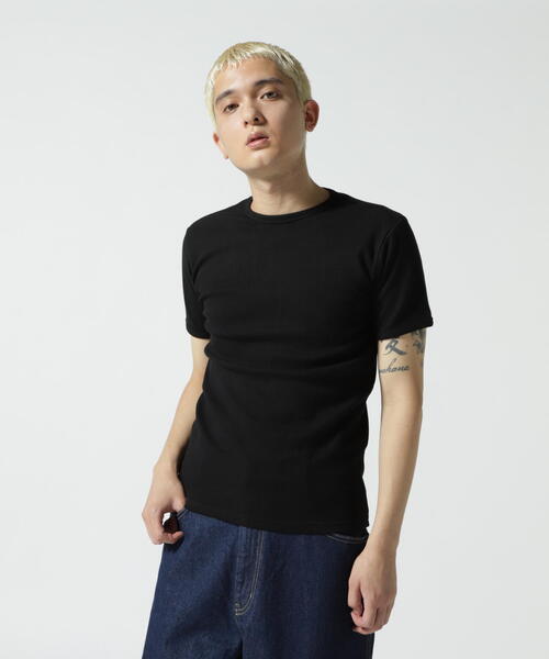 AVIREX（アヴィレックス）の「《DAILY/WEB限定》RIB SAME COLOR CREW NECK T-SHIRT / 同色プリント リブ 半袖 クルーネック Tシャツ デイリーウェア / AVIREX / アヴィレックス（Tシャツ/カットソー・メンズ・グレー/ブラック/ホワイト・L/S/XL/M）」の14枚目の写真