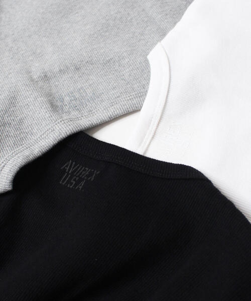 AVIREX（アヴィレックス）の「《DAILY/WEB限定》RIB SAME COLOR CREW NECK T-SHIRT / 同色プリント リブ 半袖 クルーネック Tシャツ デイリーウェア / AVIREX / アヴィレックス（Tシャツ/カットソー・メンズ・グレー/ブラック/ホワイト・L/S/XL/M）」の18枚目の写真