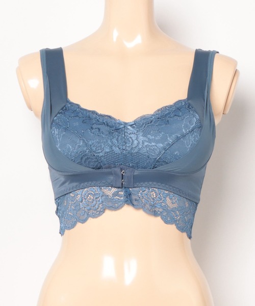 フロントホック リボン レース ノンワイヤー ブラジャー（ナイトブラ