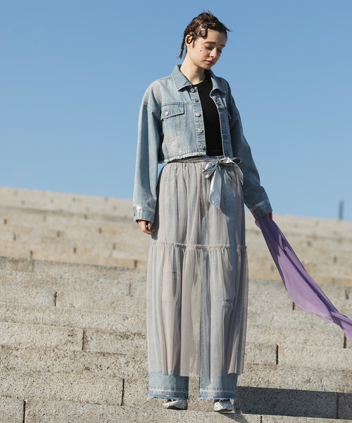 morphose フレアスカート リボンレース リボンチュールフレアスカート | PROPORTION BODY DRESSING