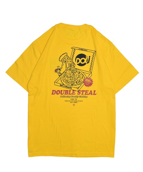 DOUBLE STEAL（ダブルスティール）の「ピザ Tシャツ（Tシャツ/カットソー・メンズ・ブラック/ホワイト/イエロー/ダークブラウン・XX-LARGE/X-LARGE/LARGE/MEDIUM）」の4枚目の写真