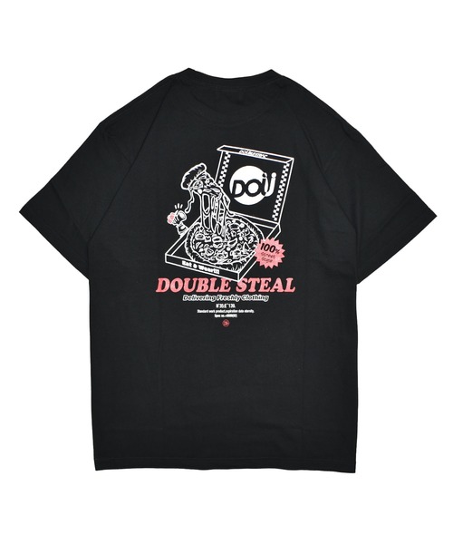 DOUBLE STEAL（ダブルスティール）の「ピザ Tシャツ（Tシャツ/カットソー・メンズ・ブラック/ホワイト/イエロー/ダークブラウン・XX-LARGE/X-LARGE/LARGE/MEDIUM）」の2枚目の写真