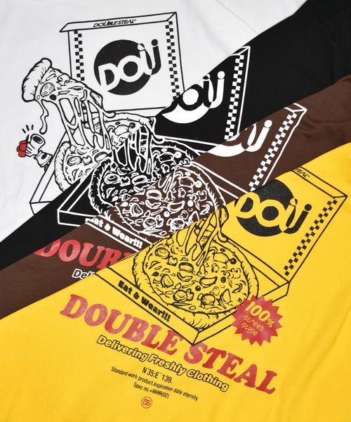 DOUBLE STEAL（ダブルスティール）の「ピザ Tシャツ（Tシャツ/カットソー・メンズ・ブラック/ホワイト/イエロー/ダークブラウン・XX-LARGE/X-LARGE/LARGE/MEDIUM）」の5枚目の写真