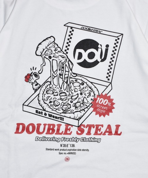 DOUBLE STEAL（ダブルスティール）の「ピザ Tシャツ（Tシャツ/カットソー・メンズ・ブラック/ホワイト/イエロー/ダークブラウン・XX-LARGE/X-LARGE/LARGE/MEDIUM）」の6枚目の写真
