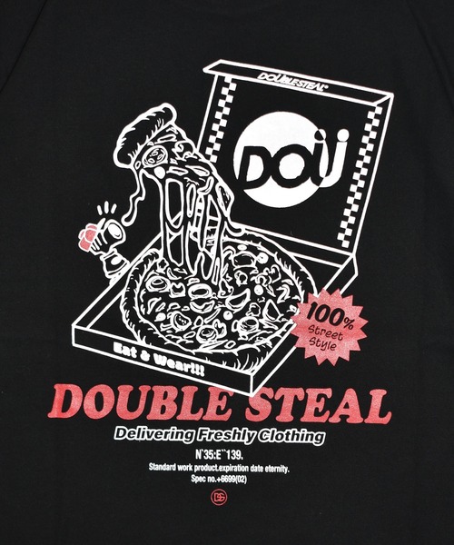 DOUBLE STEAL（ダブルスティール）の「ピザ Tシャツ（Tシャツ/カットソー・メンズ・ブラック/ホワイト/イエロー/ダークブラウン・XX-LARGE/X-LARGE/LARGE/MEDIUM）」の9枚目の写真