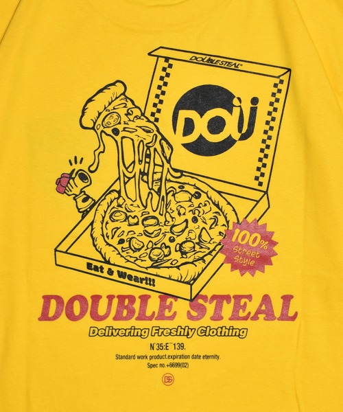 DOUBLE STEAL（ダブルスティール）の「ピザ Tシャツ（Tシャツ/カットソー・メンズ・ブラック/ホワイト/イエロー/ダークブラウン・XX-LARGE/X-LARGE/LARGE/MEDIUM）」の16枚目の写真