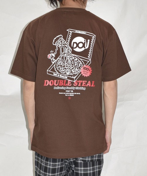 DOUBLE STEAL（ダブルスティール）の「ピザ Tシャツ（Tシャツ/カットソー・メンズ・ブラック/ホワイト/イエロー/ダークブラウン・XX-LARGE/X-LARGE/LARGE/MEDIUM）」の18枚目の写真