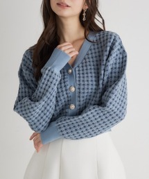 rienda | バンピーチェックニットカーデトップス 春服(カーディガン/ボレロ)