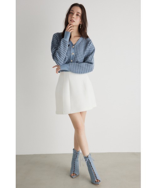 rienda（リエンダ）の「バンピーチェックニットカーデトップス 春服（カーディガン/ボレロ・レディース・ブラック/ブルー/グレー・FREE）」の6枚目の写真