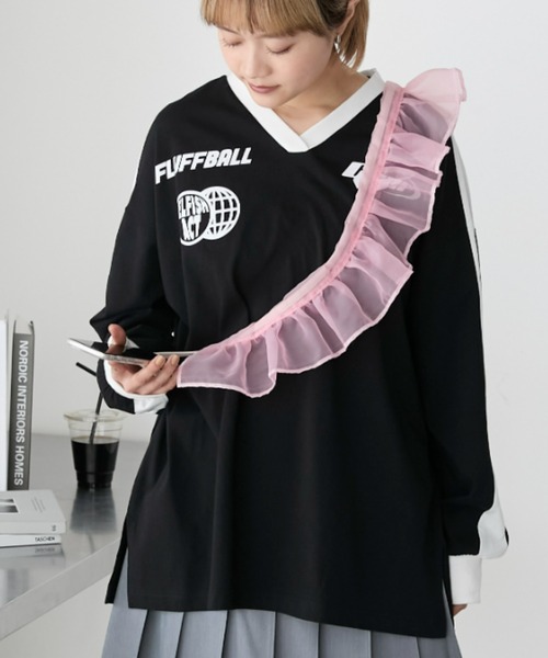 forksy.(フォルクシー)の「【forksy.】オーガンジーフリルスマホショルダー(スマホグッズ・レディース・ゴールド系/アイボリー系/シルバー系・FREE)」の2枚目の写真