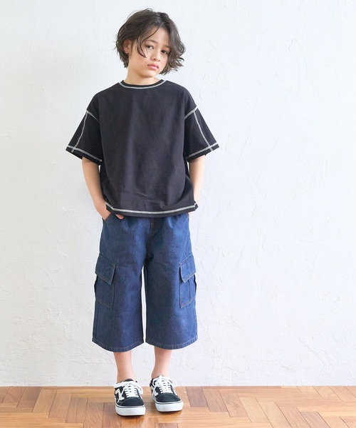 coca（coca）（コカ）の「キッズ デニムカーゴハーフパンツ（デニムパンツ・キッズ・ライトブルー/ブルー・110/120/130/140）」の7枚目の写真