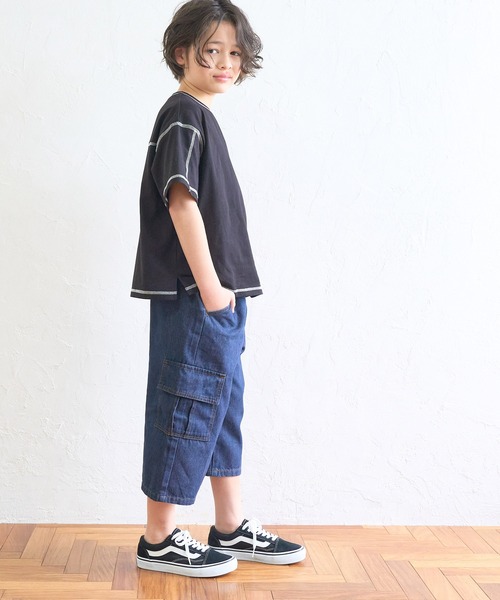coca（coca）（コカ）の「キッズ デニムカーゴハーフパンツ（デニムパンツ・キッズ・ライトブルー/ブルー・110/120/130/140）」の10枚目の写真