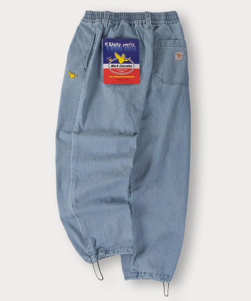 （What it isNt）ART BY MARKGONZALES（ワットイットイズント）の「【(What it isNt) ART BY MARK GONZALES/ワットイットイズント マークゴンザレス】ピスネーム付デニムスケーターパンツ/バギーパンツ/ウエストシャーリング（デニムパンツ・メンズ・ダークインディゴブルー/ブラック/ケミカルウォッシュ/ブラック系その他/ライトインディゴブルー・L/XL/M）」の4枚目の写真