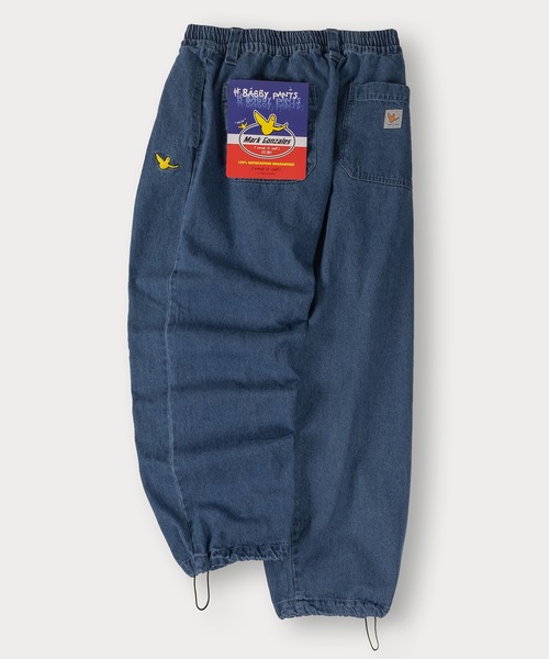 （What it isNt）ART BY MARKGONZALES（ワットイットイズント）の「【(What it isNt) ART BY MARK GONZALES/ワットイットイズント マークゴンザレス】ピスネーム付デニムスケーターパンツ/バギーパンツ/ウエストシャーリング（デニムパンツ・メンズ・ダークインディゴブルー/ブラック/ケミカルウォッシュ/ブラック系その他/ライトインディゴブルー・L/XL/M）」の3枚目の写真