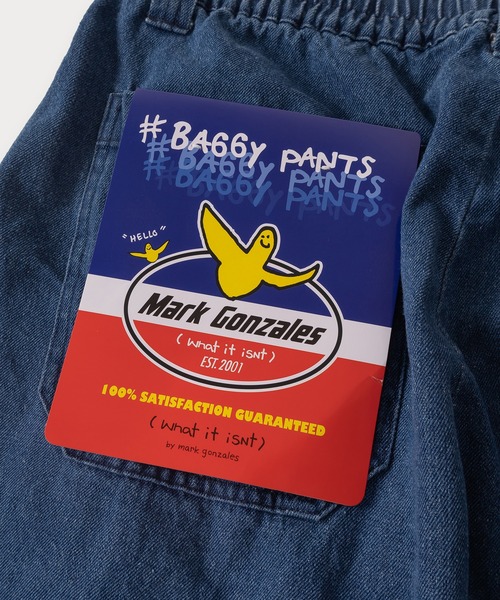 （What it isNt）ART BY MARKGONZALES（ワットイットイズント）の「【(What it isNt) ART BY MARK GONZALES/ワットイットイズント マークゴンザレス】ピスネーム付デニムスケーターパンツ/バギーパンツ/ウエストシャーリング（デニムパンツ・メンズ・ダークインディゴブルー/ブラック/ケミカルウォッシュ/ブラック系その他/ライトインディゴブルー・L/XL/M）」の12枚目の写真