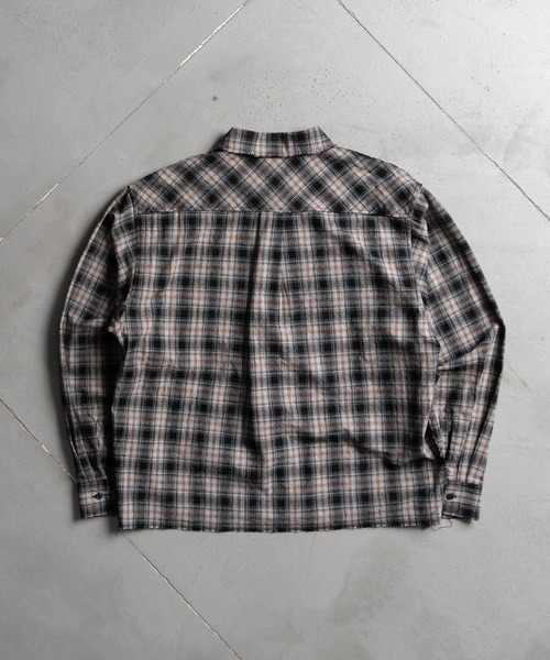 WISH FOR EVER（ウィッシュフォーエバー）の「FRINGE OMBRE CHECK SHIRT/フリンジオンブレチェックシャツ（シャツ/ブラウス・メンズ・ブルー/ブラック/カーキ・LARGE/MEDIUM）」の14枚目の写真