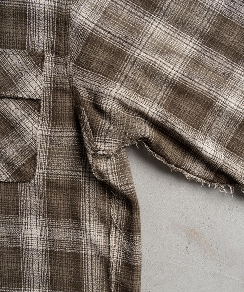 WISH FOR EVER（ウィッシュフォーエバー）の「FRINGE OMBRE CHECK SHIRT/フリンジオンブレチェックシャツ（シャツ/ブラウス・メンズ・ブルー/ブラック/カーキ・LARGE/MEDIUM）」の17枚目の写真