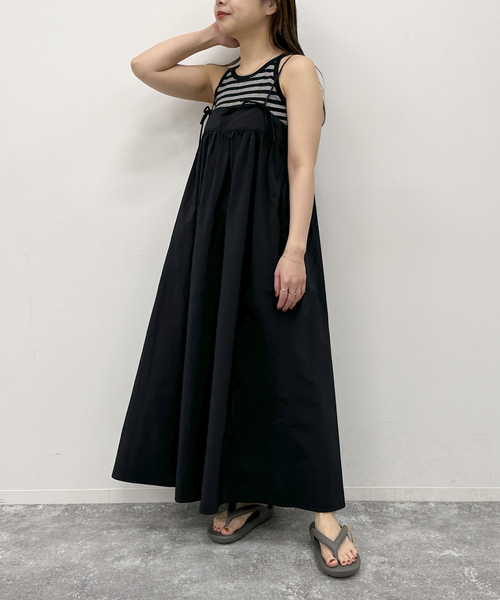 U by SPICK&SPAN(ユーバイスピックアンドスパン)の「ソフトタフタキャミワンピース(ワンピース・レディース・ブラック・FREE)」の1枚目の写真