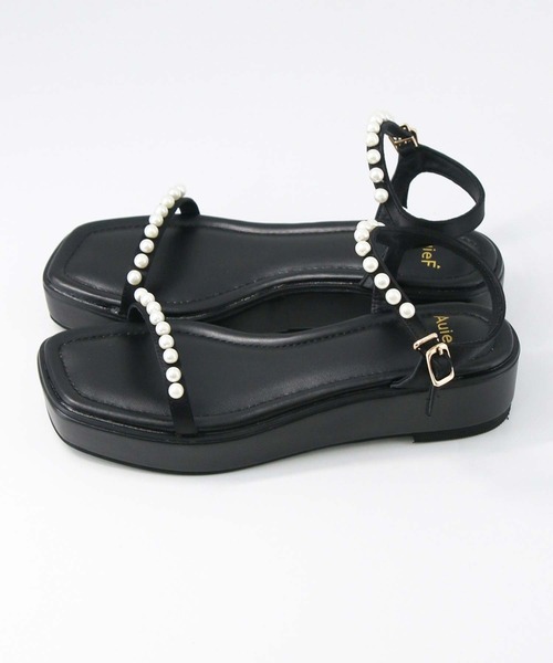 Gready Brilliant（グレディブリリアン）の「スクエアパールサンダル（サンダル・レディース・ブラック・38/37/36）」の5枚目の写真