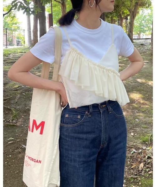 r.（アールドット）の「チュール　アシメフリルビスチェ（キャミソール・レディース・ホワイト系その他/アイボリー/ブラック/グレー系その他/ブラック系その他/グレー/ブルー/レッド/ピンク/ブラウン/ブルー系/ブラック系・FREE）」の19枚目の写真