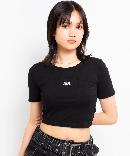 ANNA SUI(アナスイ)の「ANNA SUI NYC コルセット クロップドロゴ Tシャツ 【SP】(Tシャツ/カットソー・レディース・ブラック/ホワイト・S/M)」の2枚目の写真