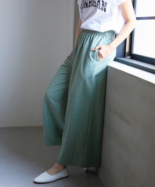 itto...(イット)の「涼しげ接触冷感ギャザーワイドパンツ(チノパンツ・レディース・ブラック/ベージュ/グリーン/ダークグレー・M/L)」の12枚目の写真