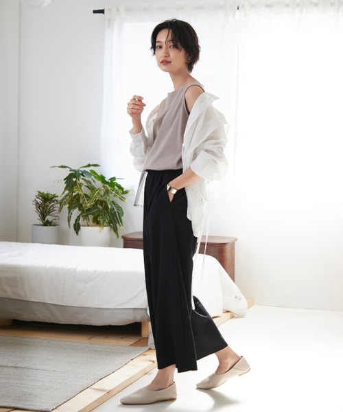 itto...(イット)の「涼しげ接触冷感ギャザーワイドパンツ(チノパンツ・レディース・ブラック/ベージュ/グリーン/ダークグレー・M/L)」の8枚目の写真