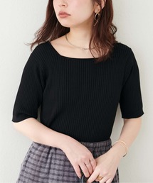 プチプラスクエアワイドリブニット