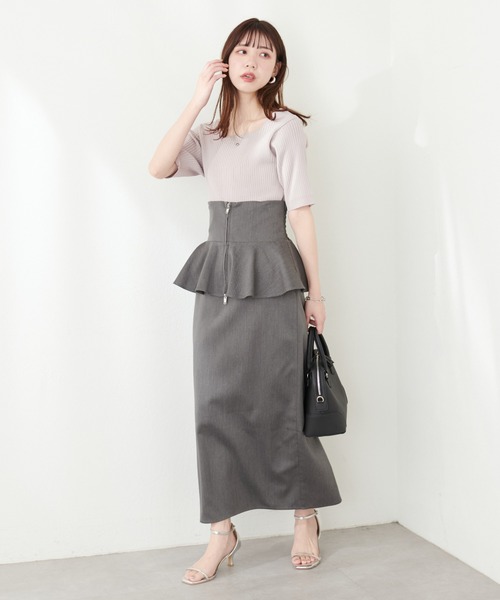 natural couture(ナチュラルクチュール)の「プチプラスクエアワイドリブニット(ニット/セーター・レディース・グレイッシュベージュ/ブラック/サックスブルー/アイボリー/ピンク/グリーン・FREE)」の18枚目の写真
