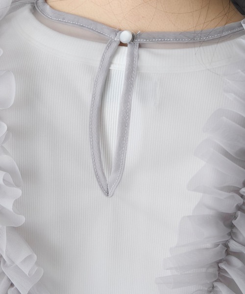 ホワイトコットンフリルベスト ホワイトコットンフリルベスト ベスト（ホワイト/白色系・フリル