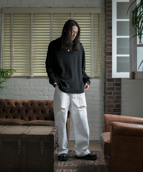 aimoha(アイモハ)の「【aimoha neo】CHIC URBANITE RELAXED FIT DISTRESSED DENIM(デニムパンツ・メンズ・ブラック/ホワイト/ダークブルー・MEDIUM/LARGE/X-LARGE/XX-LARGE)」の12枚目の写真