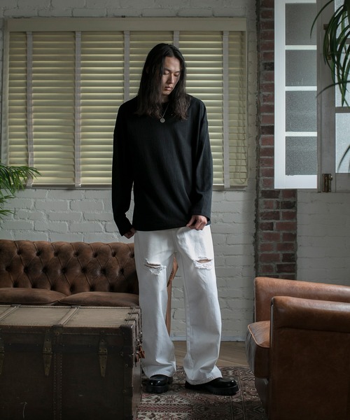 aimoha(アイモハ)の「【aimoha neo】CHIC URBANITE RELAXED FIT DISTRESSED DENIM(デニムパンツ・メンズ・ブラック/ホワイト/ダークブルー・MEDIUM/LARGE/X-LARGE/XX-LARGE)」の14枚目の写真
