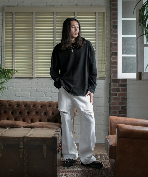 aimoha(アイモハ)の「【aimoha neo】CHIC URBANITE RELAXED FIT DISTRESSED DENIM(デニムパンツ・メンズ・ブラック/ホワイト/ダークブルー・MEDIUM/LARGE/X-LARGE/XX-LARGE)」の18枚目の写真