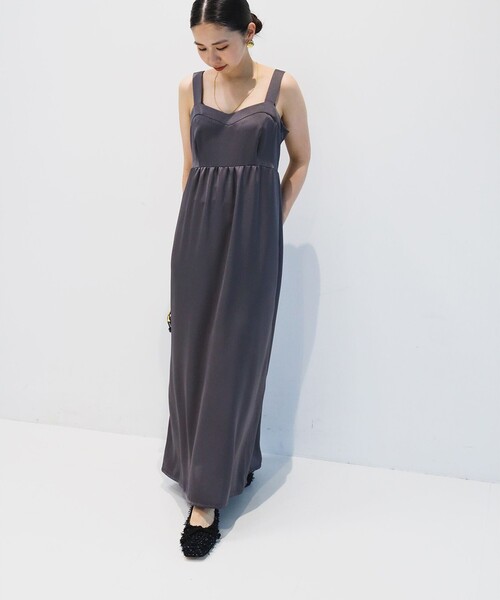 Demi-Luxe BEAMS（デミルクス ビームス）の「Demi-Luxe BEAMS / サテン ギャザー キャミソールワンピース（ワンピース・レディース・グレー/ブラック・36/38）」の3枚目の写真
