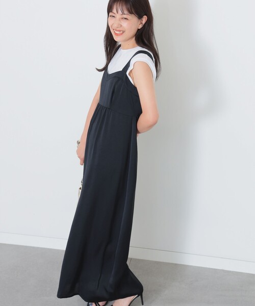 Demi-Luxe BEAMS（デミルクス ビームス）の「Demi-Luxe BEAMS / サテン ギャザー キャミソールワンピース（ワンピース・レディース・グレー/ブラック・36/38）」の9枚目の写真