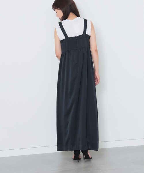 Demi-Luxe BEAMS（デミルクス ビームス）の「Demi-Luxe BEAMS / サテン ギャザー キャミソールワンピース（ワンピース・レディース・グレー/ブラック・36/38）」の11枚目の写真