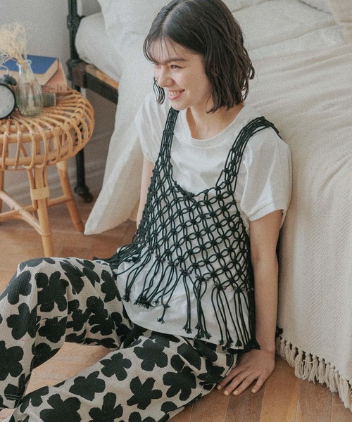 No.102 ふさふさフリンジのマクラメタペストリー ジュート混フリンジタペストリー｜マライカ公式通販