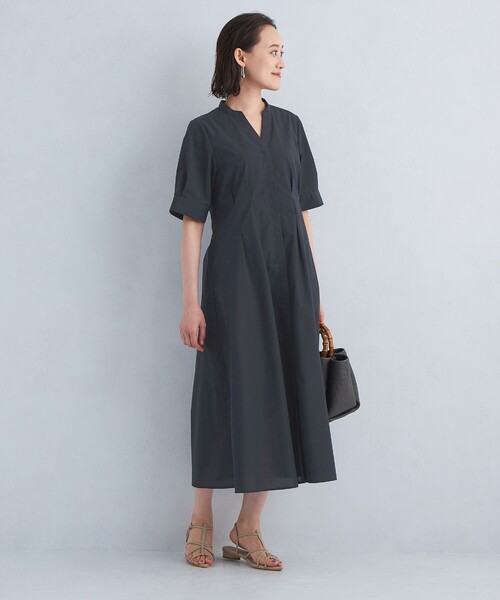 美品【GREEN LABEL RELAXING】上品シャツワンピース 麻 7分袖 グリーンレーベルリラクシング 麻100% シャツワンピース