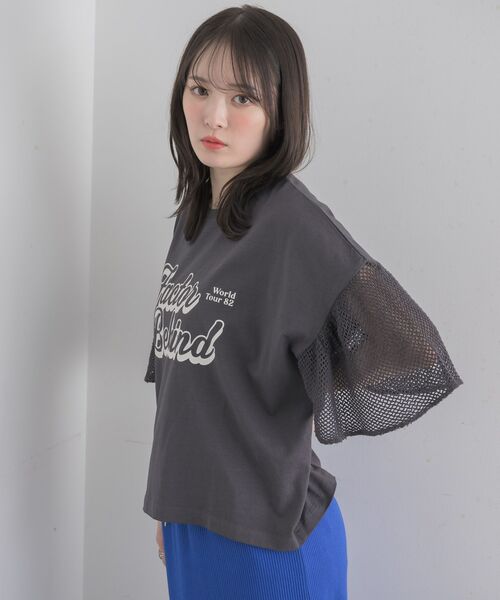 RETRO GIRL(レトロガール)の「袖メッシュ切替TEE(Tシャツ/カットソー・レディース・チャコールグレー/イエロー/ホワイト系その他・FREE)」の19枚目の写真